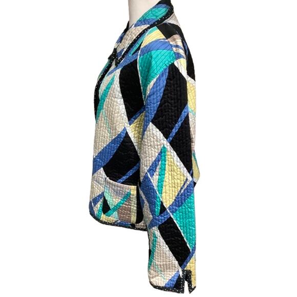 Handmade Upcycled Boho Patchwork Quilted Jacket Colorful Vintage Boho Artisanal - Picture 2 of 8